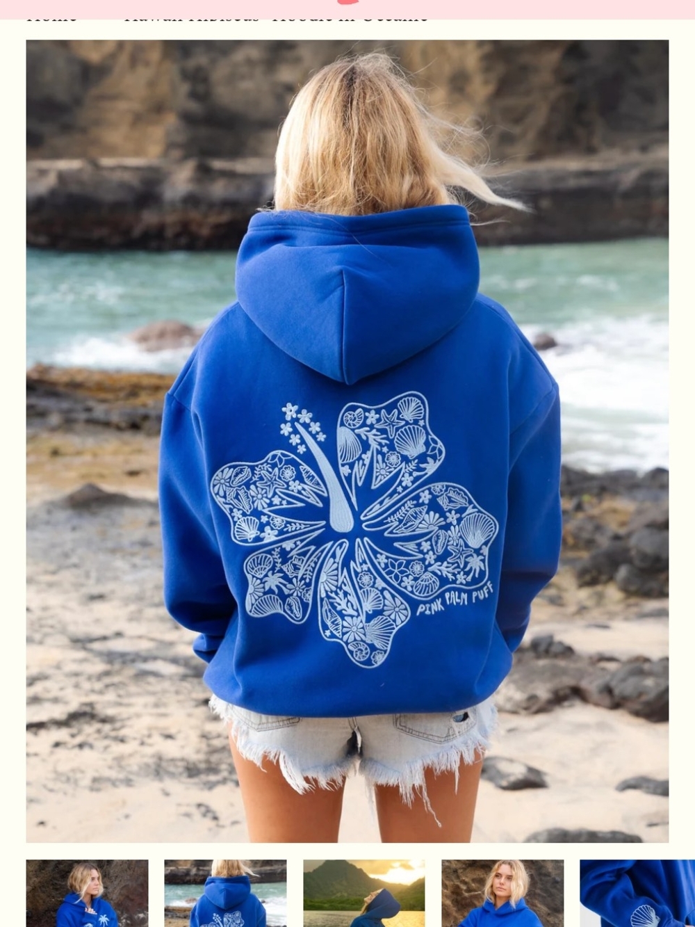 Pink Palm Puff Hibiscus Hoodie